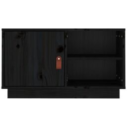 Berkfield Home TV Cabinet Black 70x34x40 cm Solid Wood Pine - Size: 70 x 34 x 40 cm - thumbnail 6