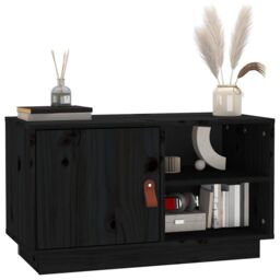 Berkfield Home TV Cabinet Black 70x34x40 cm Solid Wood Pine - Size: 70 x 34 x 40 cm - thumbnail 4