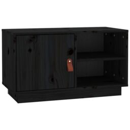 Berkfield Home TV Cabinet Black 70x34x40 cm Solid Wood Pine - Size: 70 x 34 x 40 cm - thumbnail 2