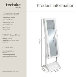 tectake Full-Length Mirror in White - thumbnail 6