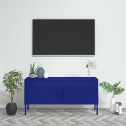 Berkfield Home TV Cabinet Navy Blue 105x35x50 cm Steel - Size: 105 x 35 x 50 cm - thumbnail 2