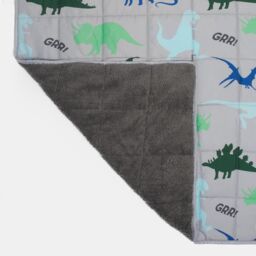 OHS Weighted Blanket Kids Dino Sensory Sleep Therapy Anxiety Soft Teddy Fleece Throw in Grey - thumbnail 5