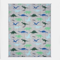 OHS Weighted Blanket Kids Dino Sensory Sleep Therapy Anxiety Soft Teddy Fleece Throw in Grey - thumbnail 4