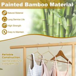 KORVIXA Bamboo Clothes Rack Coat Hanger Stand in Brown - thumbnail 5