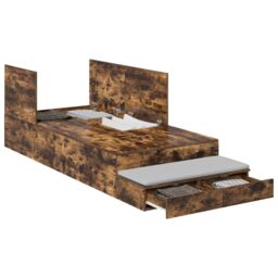 Berkfield Home Storage Bed Frame Smoked Oak Engineered Wood 236.5 x 100 x 31.5 cm in Brown - thumbnail 2