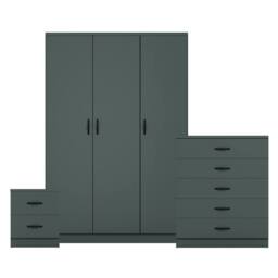 Home Discount Riano 3Pc Bedroom Set - 2 Drawer Bedside, 5 Drawer Chest & Wardrobe in Green - thumbnail 8