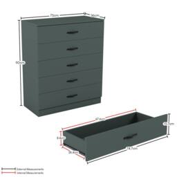 Home Discount Riano 3Pc Bedroom Set - 2 Drawer Bedside, 5 Drawer Chest & Wardrobe in Green - thumbnail 6