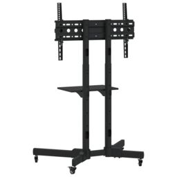 Berkfield Home TV Stand on Wheels 32-70 Inch Screen Max VESA 600x400 mm 50kg in Black - thumbnail 5
