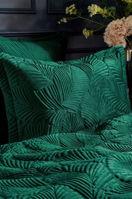 Paoletti Palmeria Quilted Velvet Pillowcase in Emerald - image 1