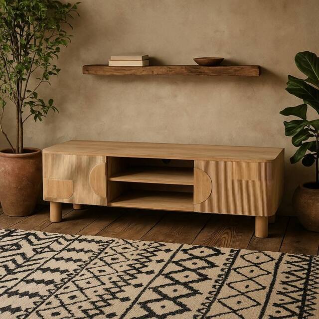 Wyld Haus Buffalo Natural Mango Wood 2 Door TV Unit in Brown - image 1