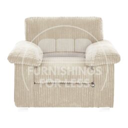 Furnishings For Less UK Delta Large Fabric Armchair Sofa Padded Arms Jumbo Cord in Cream - thumbnail 1