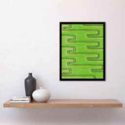 Artery8 Furuya Korin Framed Wall Art Print Green Red Line Textile Pattern - Size: A4 - thumbnail 2