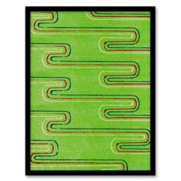 Artery8 Furuya Korin Framed Wall Art Print Green Red Line Textile Pattern - Size: A4 - thumbnail 1