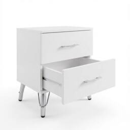 FWStyle Maldon White 2 Drawer Bedside Chest Table (H) 54cm (W) 45cm (D) 41.5cm - thumbnail 4