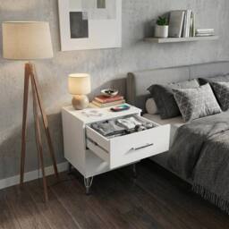 FWStyle Maldon White 2 Drawer Bedside Chest Table (H) 54cm (W) 45cm (D) 41.5cm - thumbnail 2