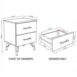 FWStyle Maldon White 2 Drawer Bedside Chest Table (H) 54cm (W) 45cm (D) 41.5cm - thumbnail 5