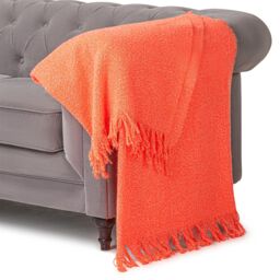 Luxury Living 100% Acrylic Throw - 170cm x 130cm - Orange/Pink in Orange - Size: 170 cm x 130 cm - thumbnail 2