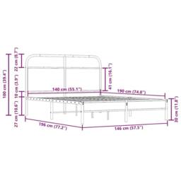 Berkfield Home Bed Frame Without Mattress 140x190 cm Smoked Oak Engineered Wood in Brown - thumbnail 9