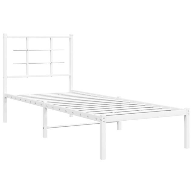 Berkfield Home Metal Bed Frame without Mattress with Headboard White 80x200cm - Size: 80x200 cm - image 1