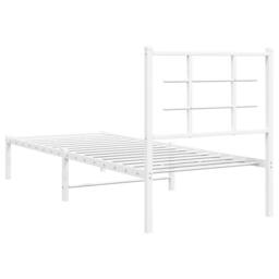 Berkfield Home Metal Bed Frame without Mattress with Headboard White 80x200cm - Size: 80x200 cm - thumbnail 7
