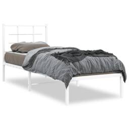 Berkfield Home Metal Bed Frame without Mattress with Headboard White 80x200cm - Size: 80x200 cm - thumbnail 3