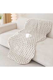 Living and Home Non-Slip Faux Plush Sofa Protector in White - Size: Extra Large - thumbnail 3