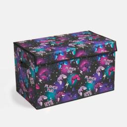 OHS Print Foldable Fabric Storage Box Organiser with Lid in Purple - Size: Large - thumbnail 4