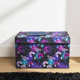OHS Print Foldable Fabric Storage Box Organiser with Lid in Purple - Size: Large - thumbnail 2
