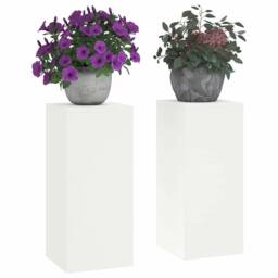 Berkfield Home Outdoor Plant Stands set of 2 in white, 24x24x55 cm, Steel in White - Size: 24 x 24 x 55 cm - thumbnail 1