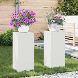 Berkfield Home Outdoor Plant Stands set of 2 in white, 24x24x55 cm, Steel in White - Size: 24 x 24 x 55 cm - thumbnail 2
