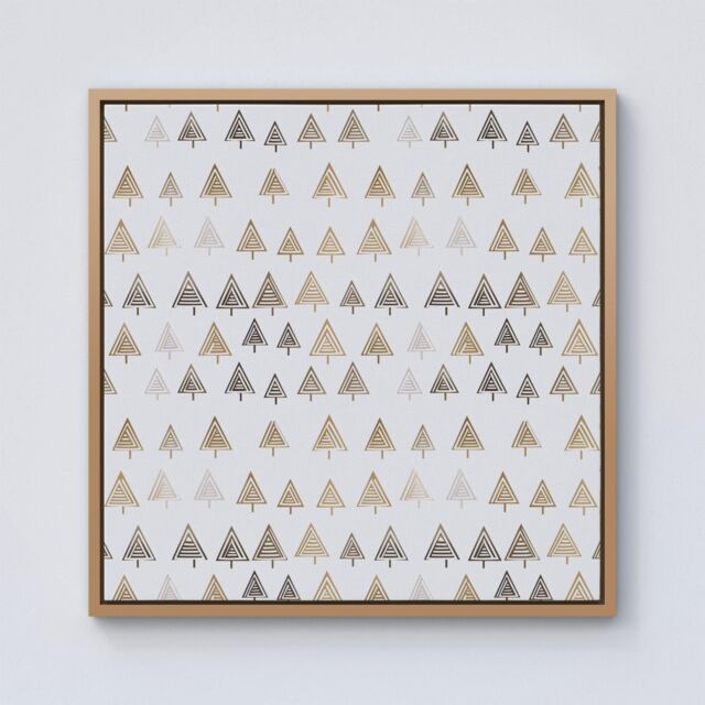 Warren Reed - Designer Geometric Christmas Tree Pattern Framed Canvas in Light Brown - Size: w40 inch x h40 inch - image 1