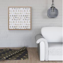 Warren Reed - Designer Geometric Christmas Tree Pattern Framed Canvas in Light Brown - Size: w40 inch x h40 inch - thumbnail 2