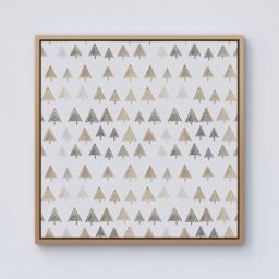 Warren Reed - Designer Geometric Christmas Tree Pattern Framed Canvas in Light Brown - Size: w40 inch x h40 inch - thumbnail 1