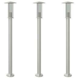 Berkfield Home Outdoor Floor Lamps 3pcs Silver 100 cm Stainless Steel - thumbnail 3
