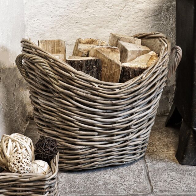 Ivyline Wicker Log Basket Oval Lined H39Cm W55cm in Natural - image 1