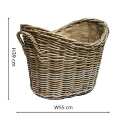 Ivyline Wicker Log Basket Oval Lined H39Cm W55cm in Natural - thumbnail 4