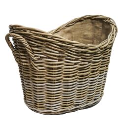 Ivyline Wicker Log Basket Oval Lined H39Cm W55cm in Natural - thumbnail 2