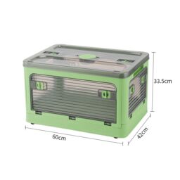 Living and Home Transparent Folding Storage Box with Wheels in Green - thumbnail 2
