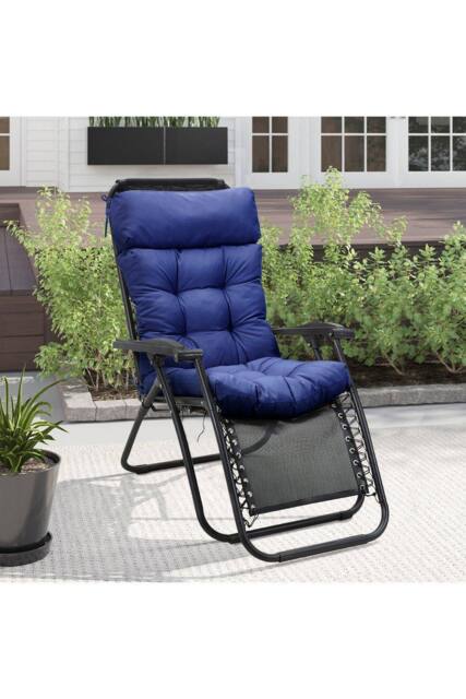 H&O Direct 125cm W x 55cm D Tri-Fold Waterproof Lounge Cushion in Navy - Size: 125 cm W x 55 cm D - image 1