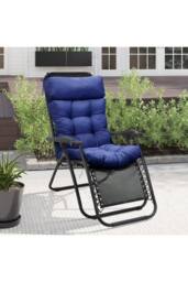 H&O Direct 125cm W x 55cm D Tri-Fold Waterproof Lounge Cushion in Navy - Size: 125 cm W x 55 cm D - thumbnail 1