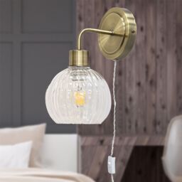 First Choice Lighting Set of 2 Toby - Antique Brass Plug in Wall Light Fittings Only in Gold - thumbnail 4