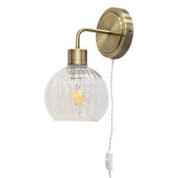 First Choice Lighting Set of 2 Toby - Antique Brass Plug in Wall Light Fittings Only in Gold - thumbnail 3