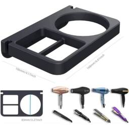 KORVIXA black Hair Dryer Holder Wall Rack Bathroom - thumbnail 2