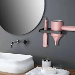 KORVIXA black Hair Dryer Holder Wall Rack Bathroom - thumbnail 5