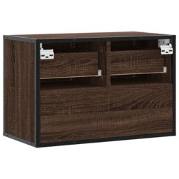 Berkfield Home TV Cabinet Brown Oak 60x31x39.5 cm Engineered Wood & Metal - thumbnail 6