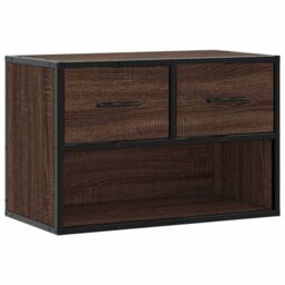 Berkfield Home TV Cabinet Brown Oak 60x31x39.5 cm Engineered Wood & Metal - thumbnail 2