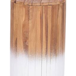 Wyld and Coco Everwood Solid Teak Bedside Table 30cm Light Brown with White Base - thumbnail 2