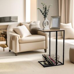 Pirlo Plush 3 Tier Side Table Rustic Brown Industrial Living Room Furniture - thumbnail 1