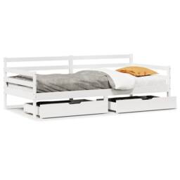 Berkfield Home Daybed with Drawers without Mattress White 90x190 cm Single Solid Wood - thumbnail 1