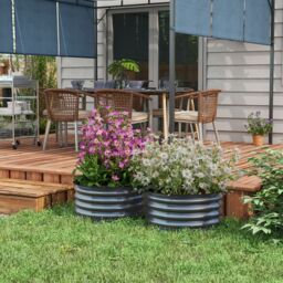 OUTSUNNY Set of 2 Raised Garden Bed Metal Planter Box with Safety Edging in Dark Grey - thumbnail 1
